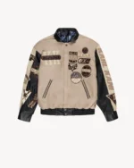 Leather Patch Jacket (Beig