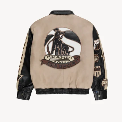 Leather Patch Jacket (Beige